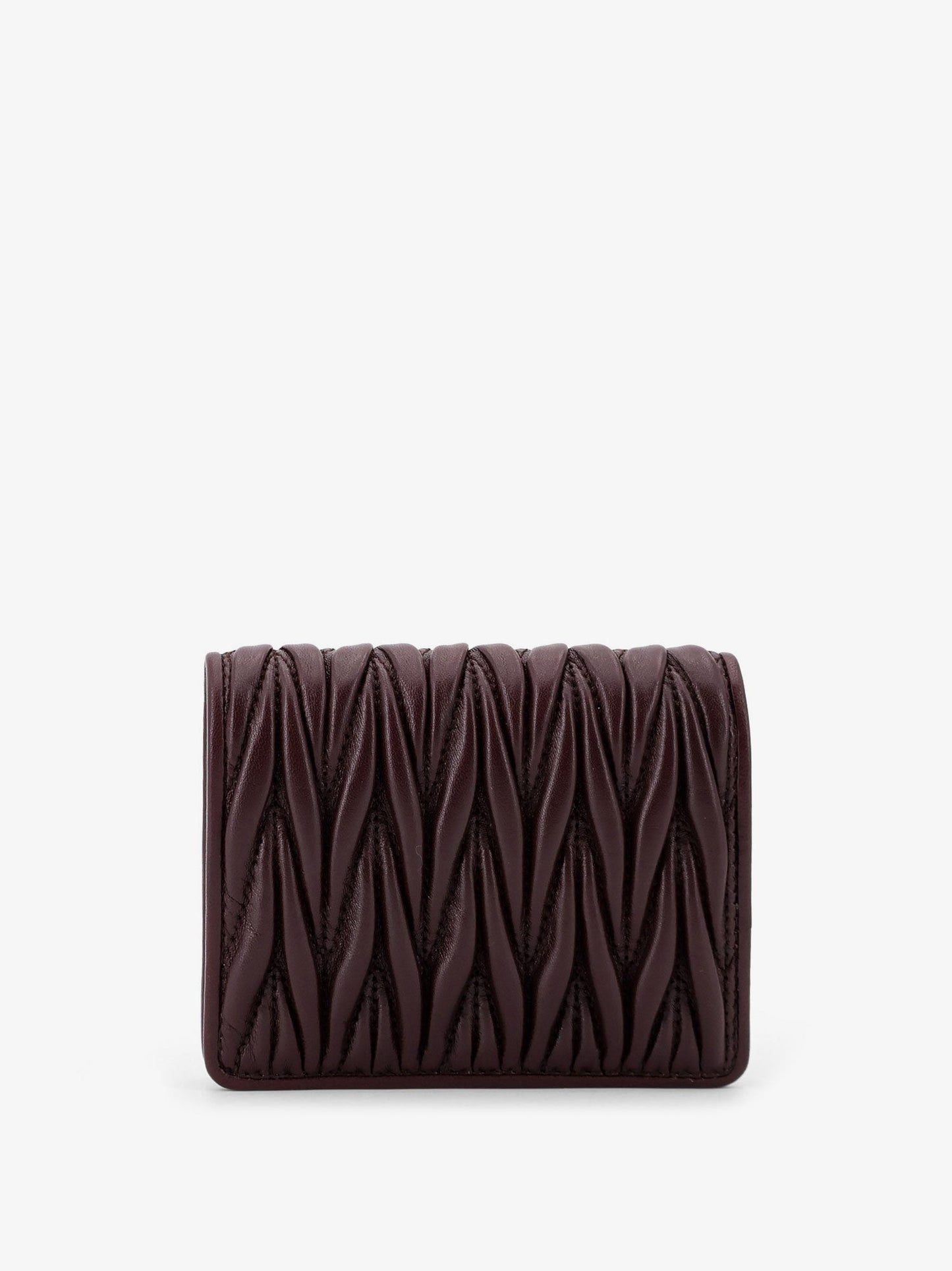 Miu Miu Matelassé leather wallet with metal logo