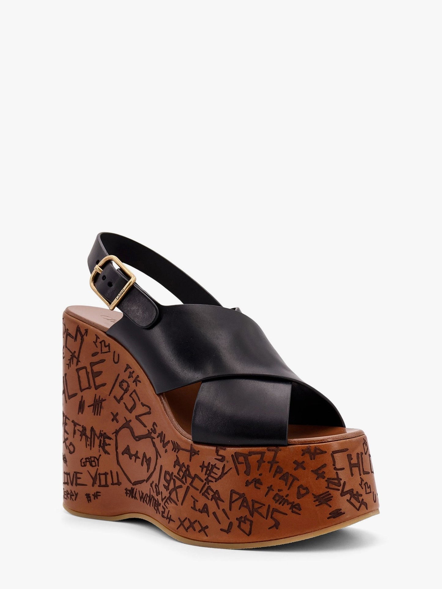 CHLOE' Maxime leather sandals with wedge