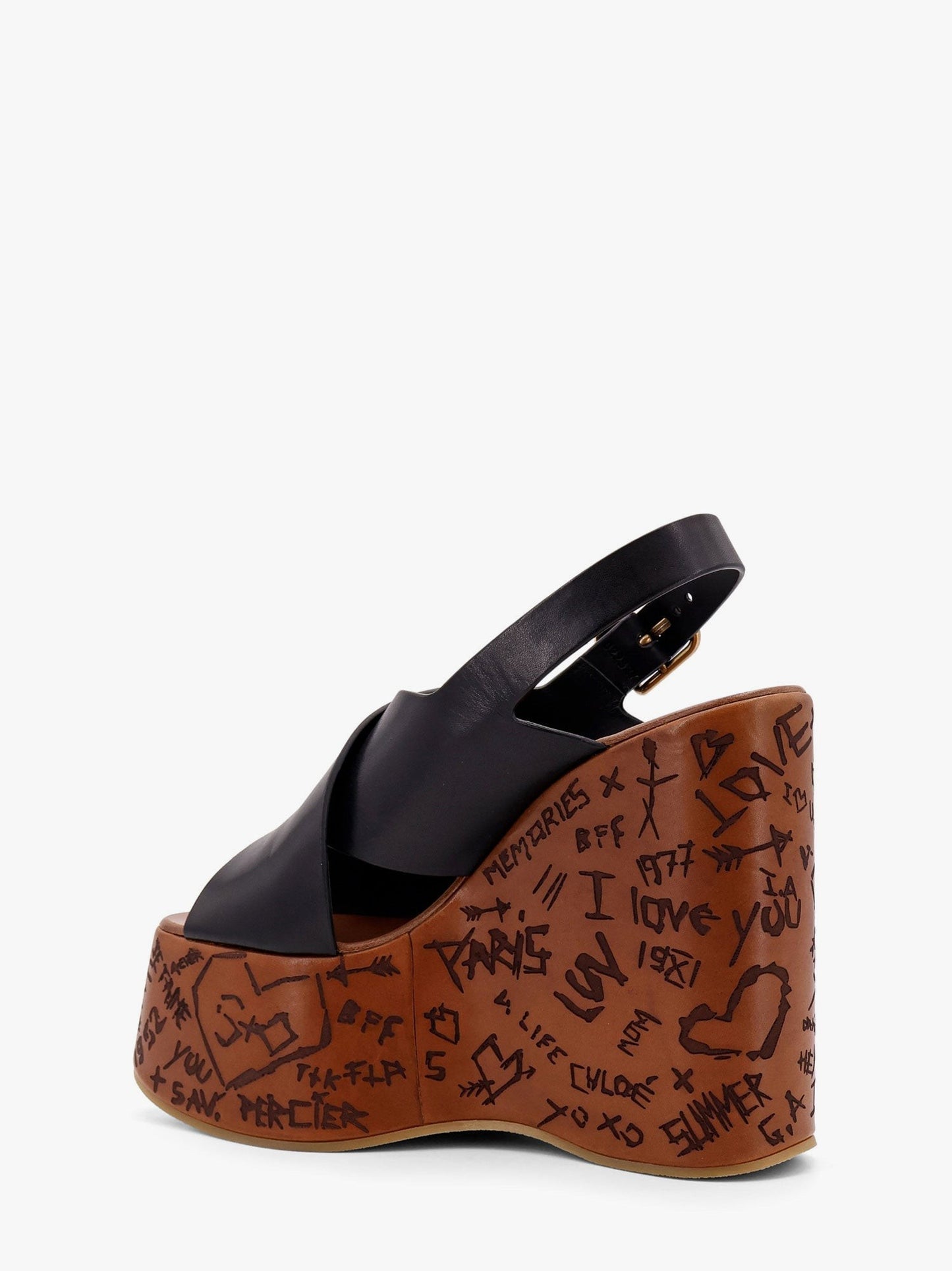 CHLOE' Maxime leather sandals with wedge