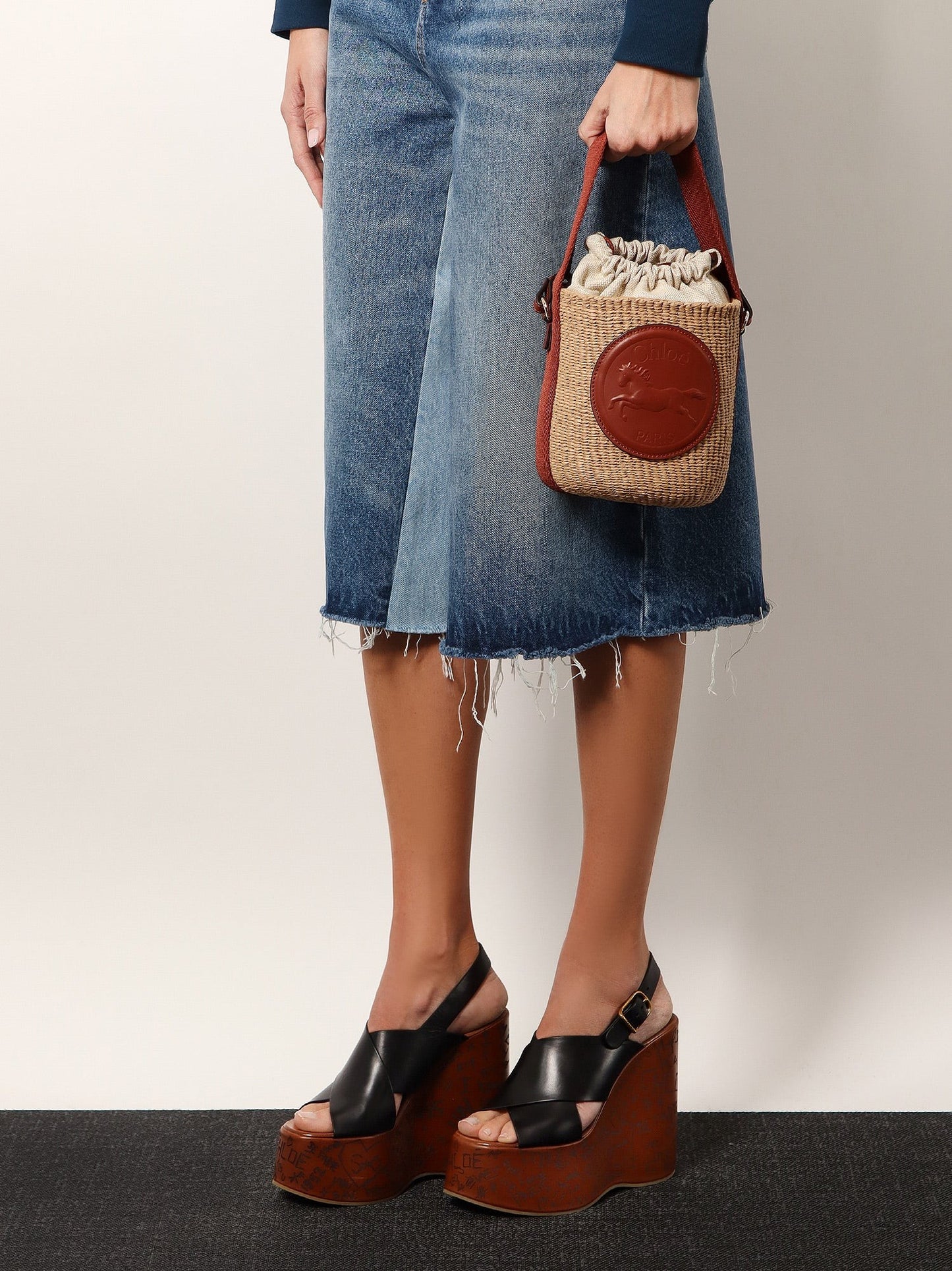 CHLOE' Maxime leather sandals with wedge