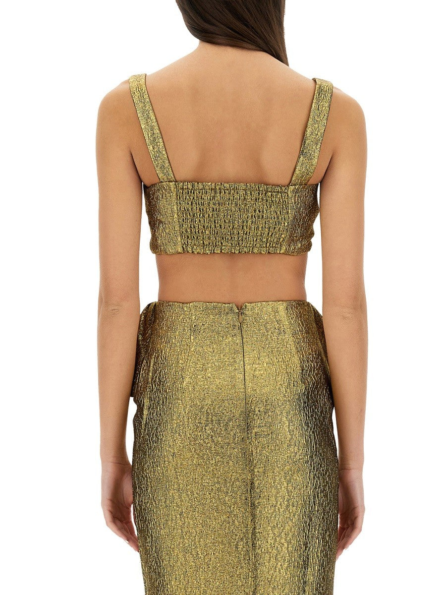 SELF-PORTRAIT METALLIC JACQUARD CROP TOP