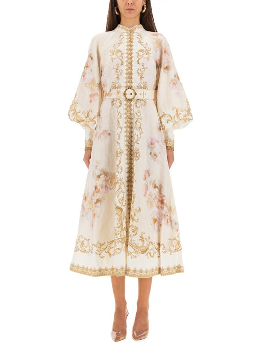 ZIMMERMANN MIDI DRESS WITH BUTTONS "HYPNOTIC"