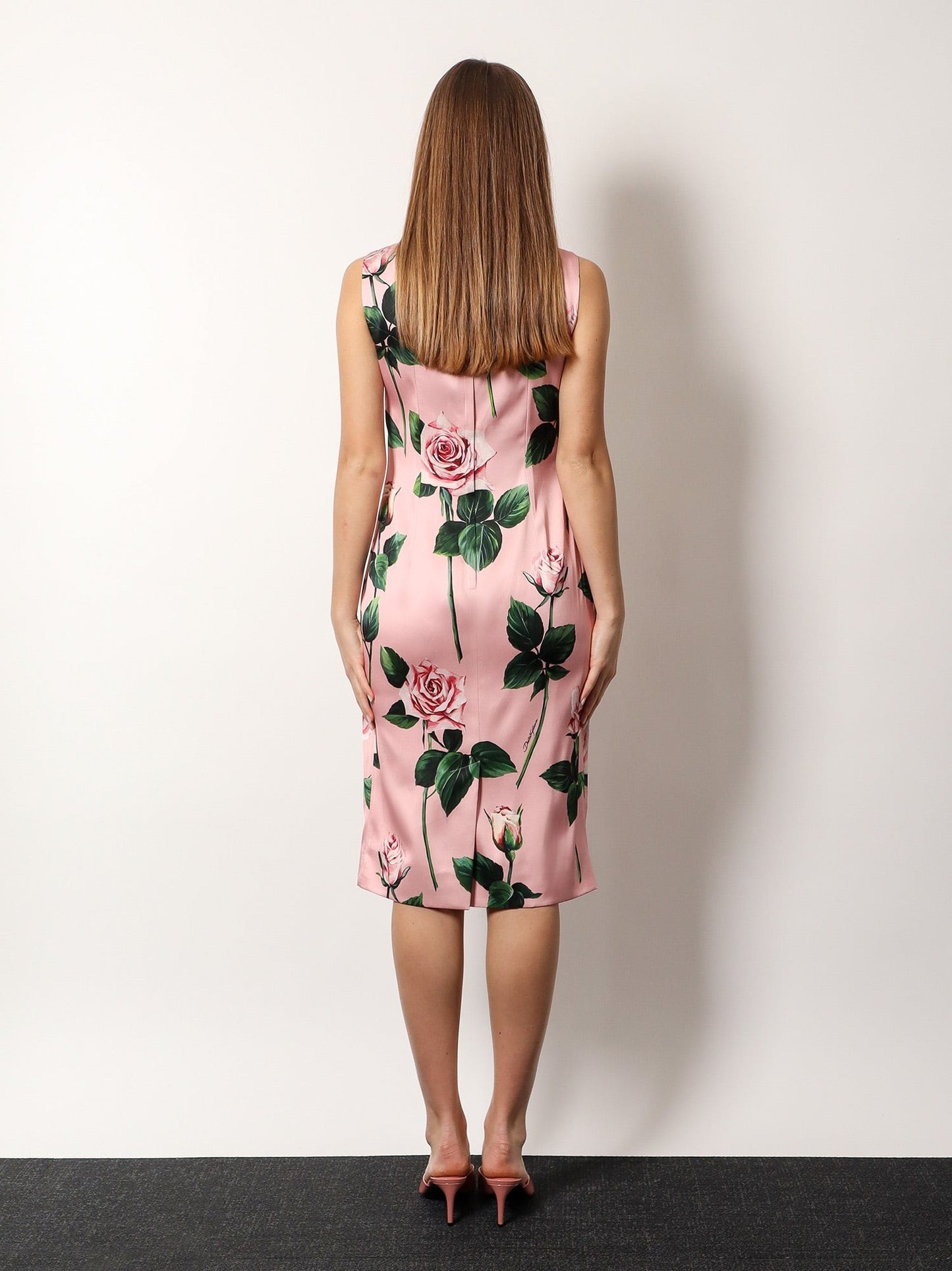 DOLCE e GABBANA Midi dress with roses multicolor print