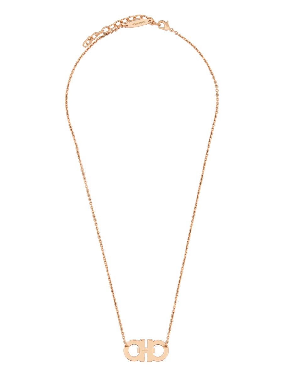 Ferragamo NECKLACE WITH "GANCINI" PENDANT AND CRYSTALS