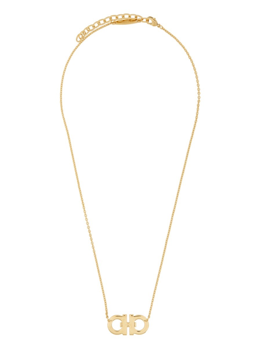 Ferragamo NECKLACE WITH "GANCINI" PENDANT AND CRYSTALS