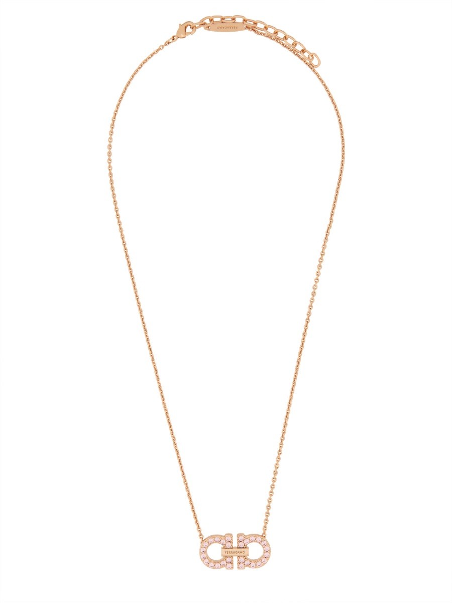 Ferragamo NECKLACE WITH "GANCINI" PENDANT AND CRYSTALS