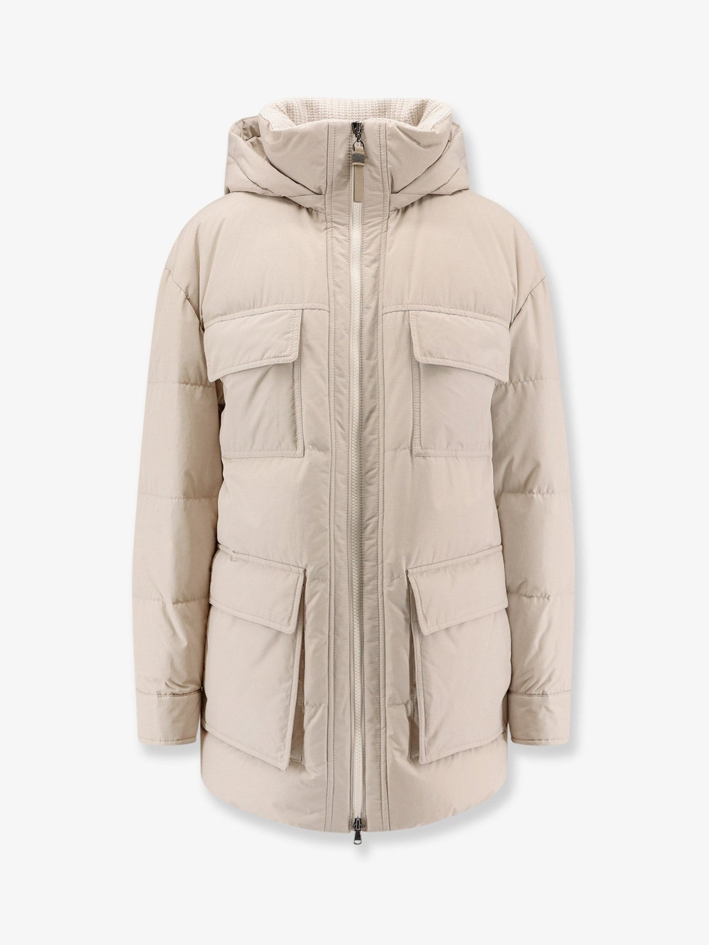 Brunello Cucinelli Nylon and cotton hooded down jacket