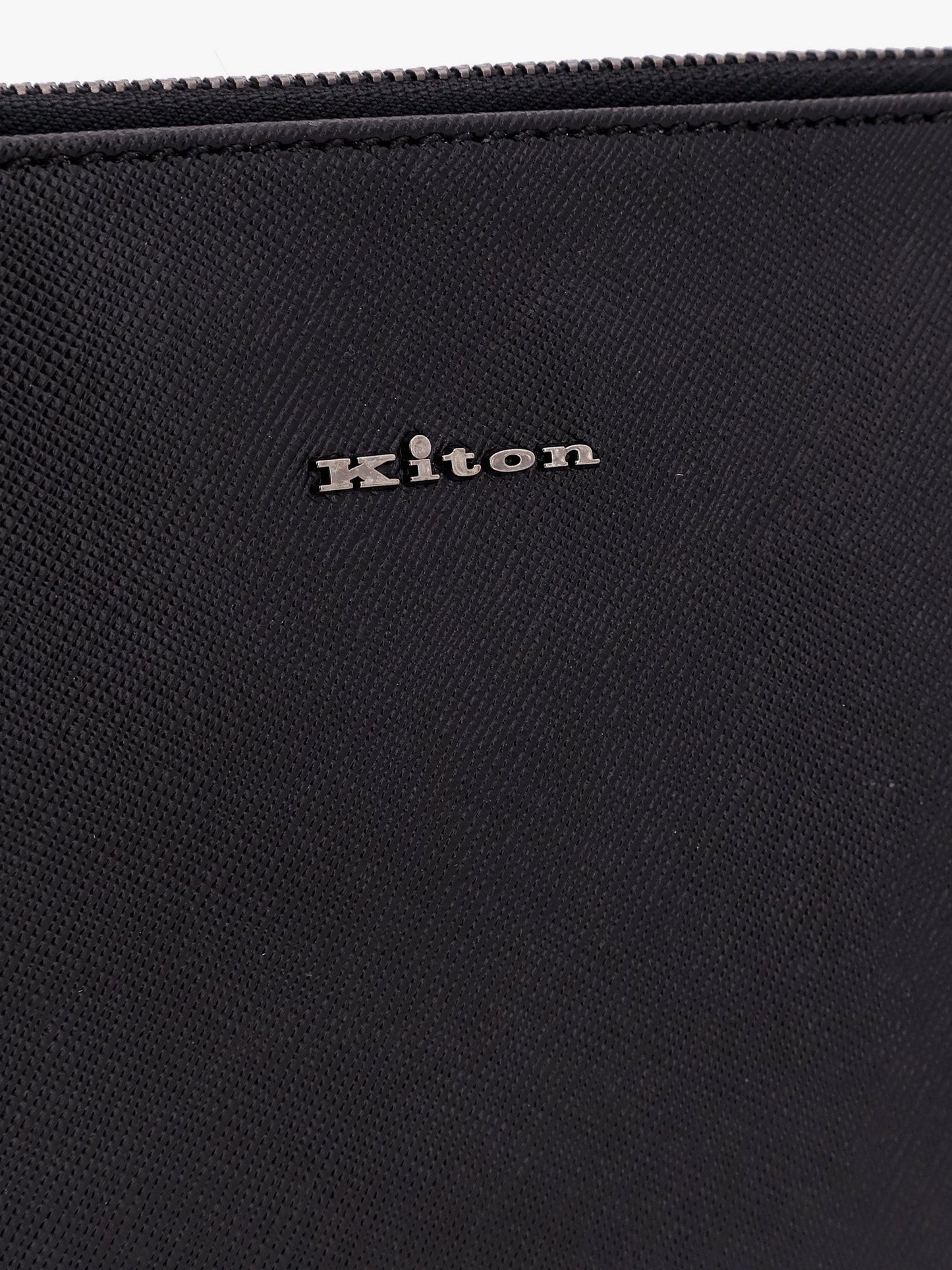 KITON CIRO PAONE Nylon clutch bag with iconic logo embroidery