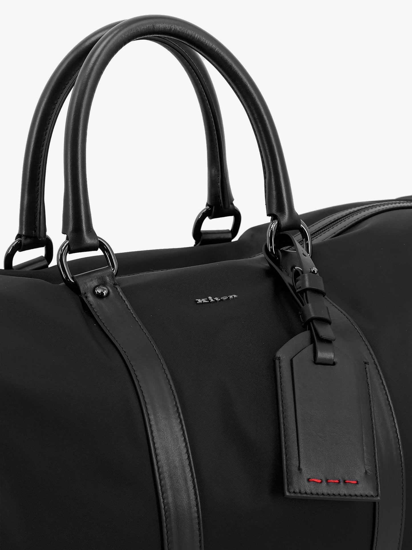 KITON CIRO PAONE Nylon duffle bag with leather inserts