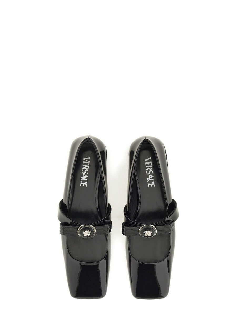 Versace PATENT LEATHER BALLERINA "GIANNI RIBBON"