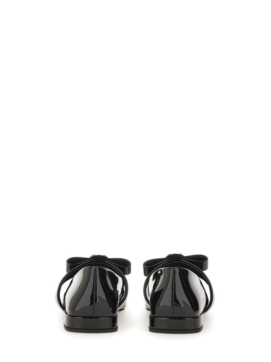 Versace PATENT LEATHER BALLERINA "GIANNI RIBBON"
