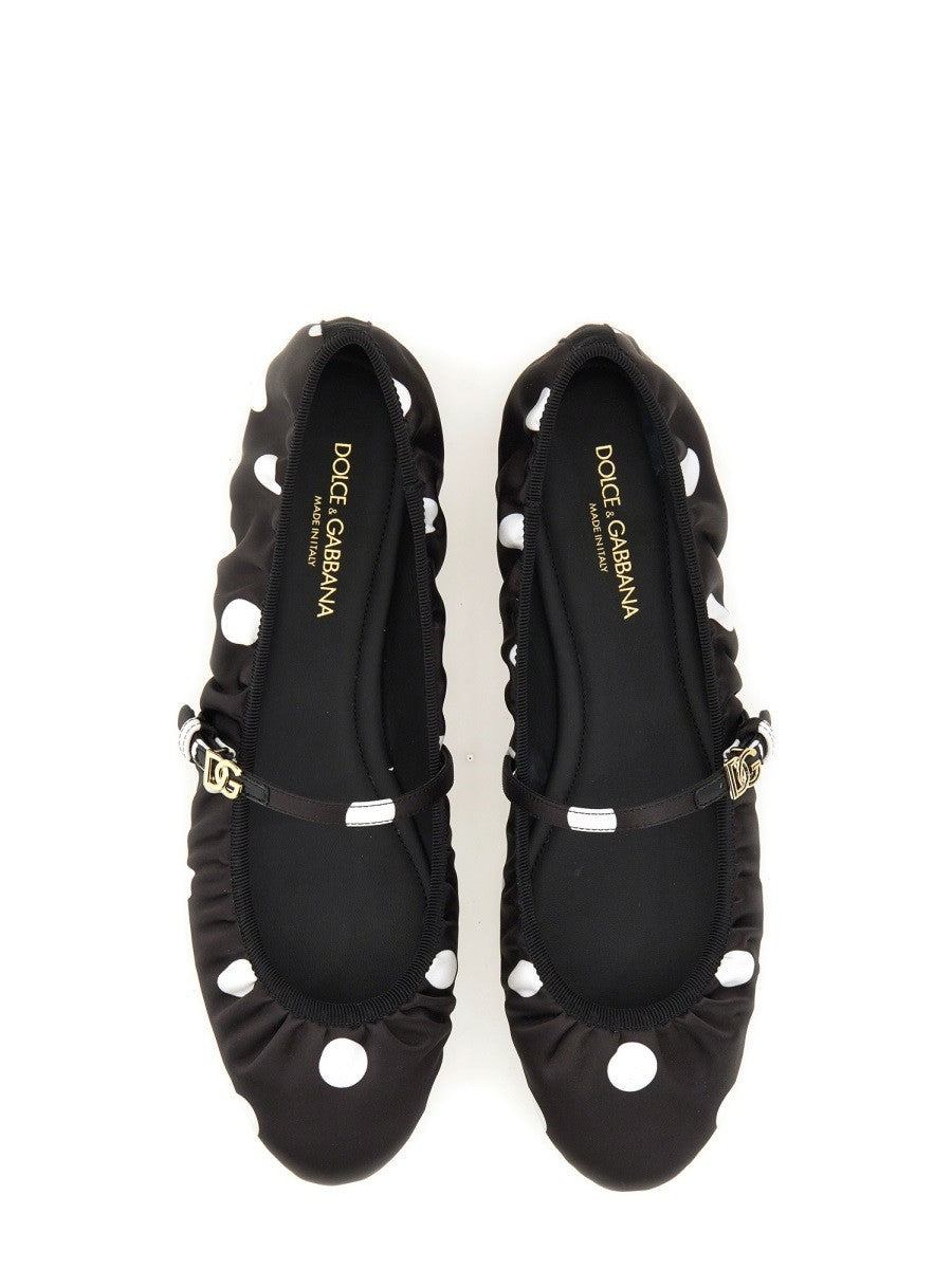 Dolce & Gabbana PRINTED SATIN BALLERINA