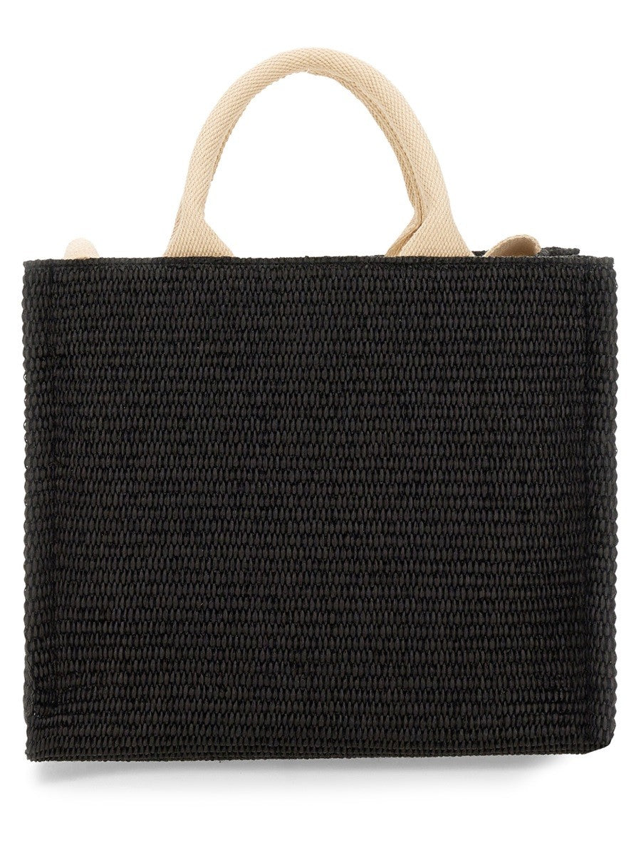 Marni RAFFIA EFFECT FABRIC SMALL TOTE BAG