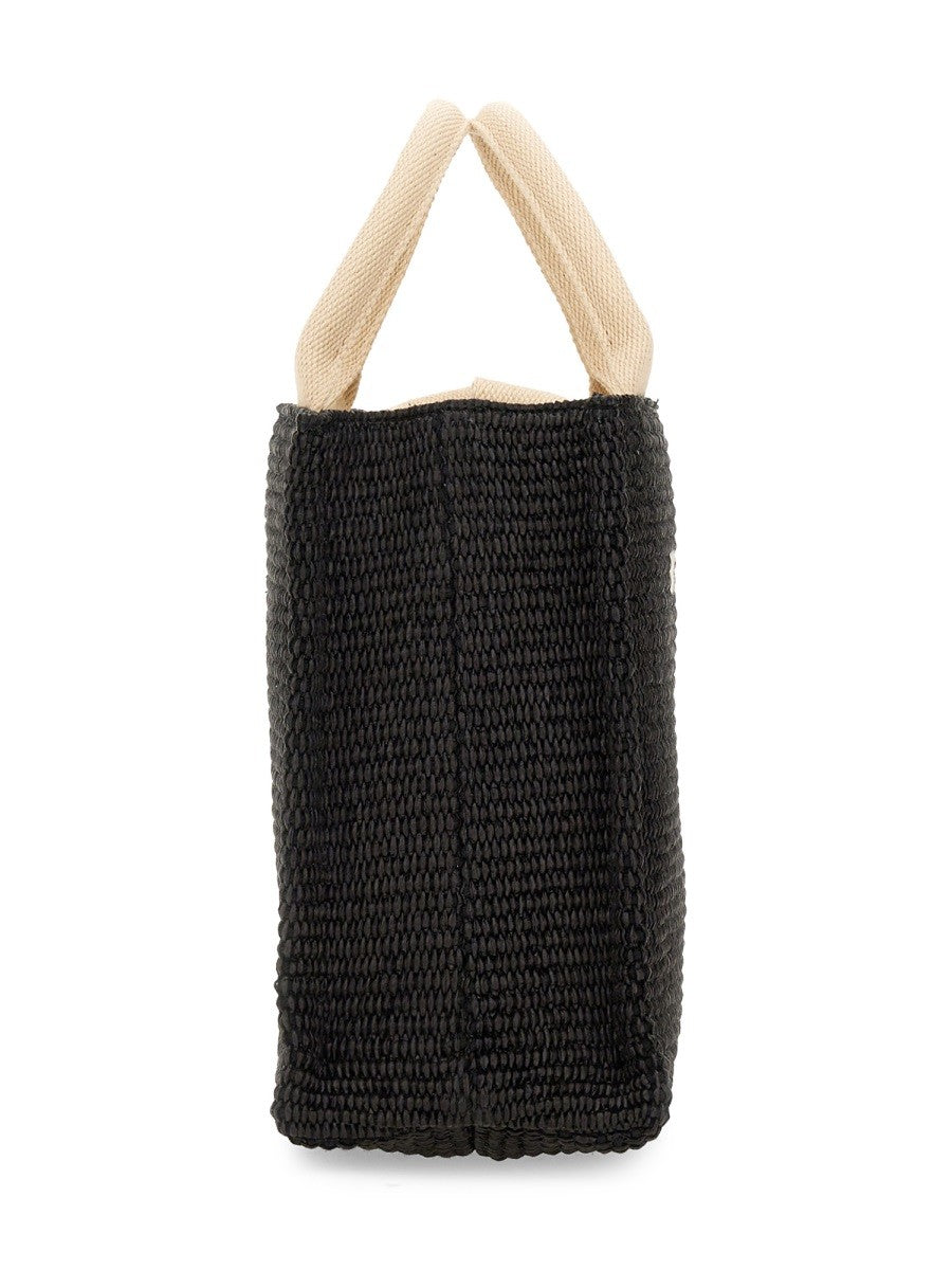 Marni RAFFIA EFFECT FABRIC SMALL TOTE BAG