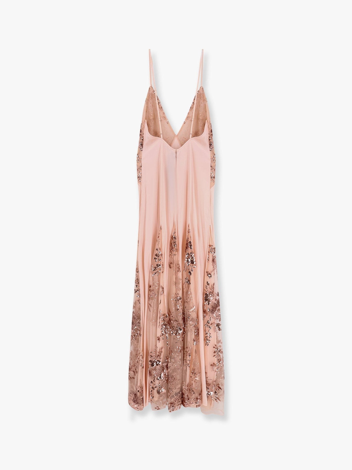Elisabetta Franchi Red carpet dress in silk georgette fabric and embroidered lace