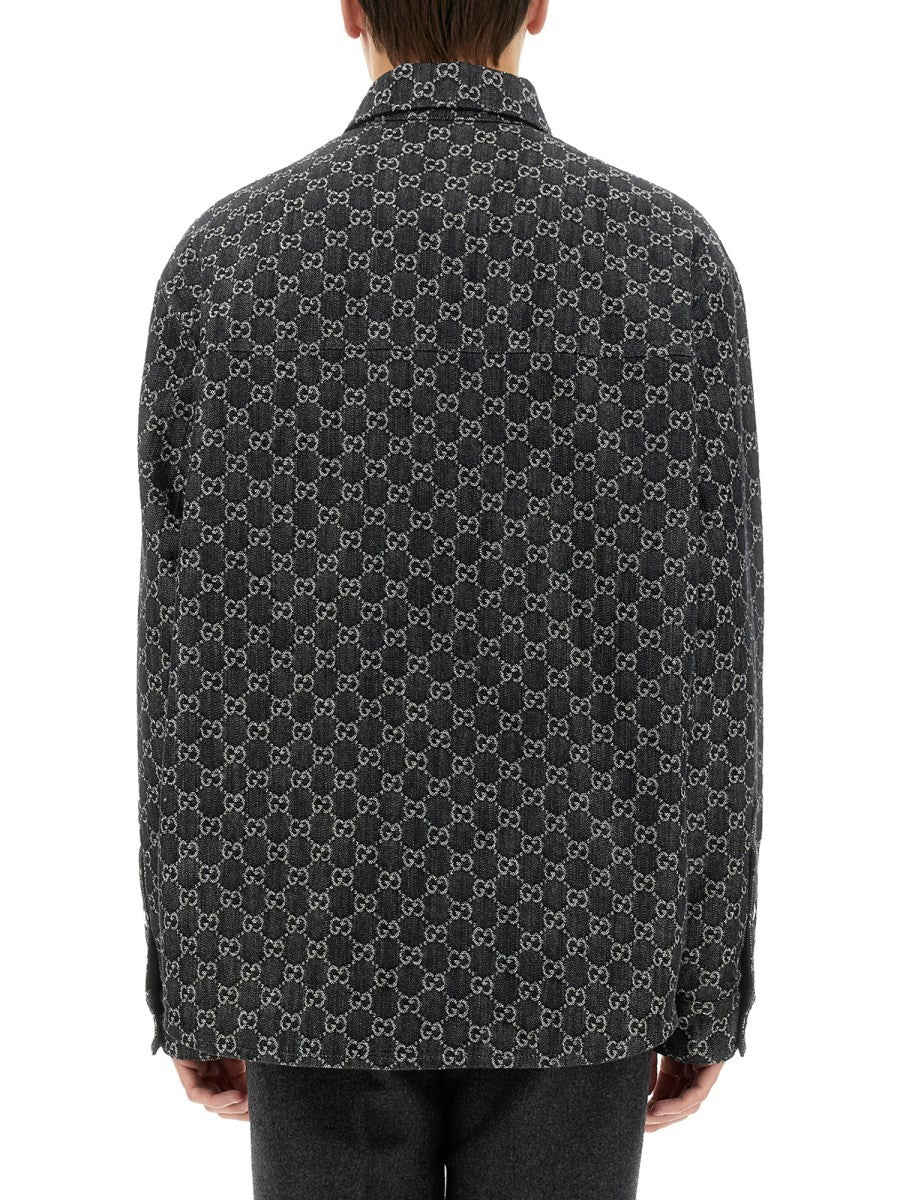 Gucci REVERSIBLE WOOL AND DENIM GG SHIRT