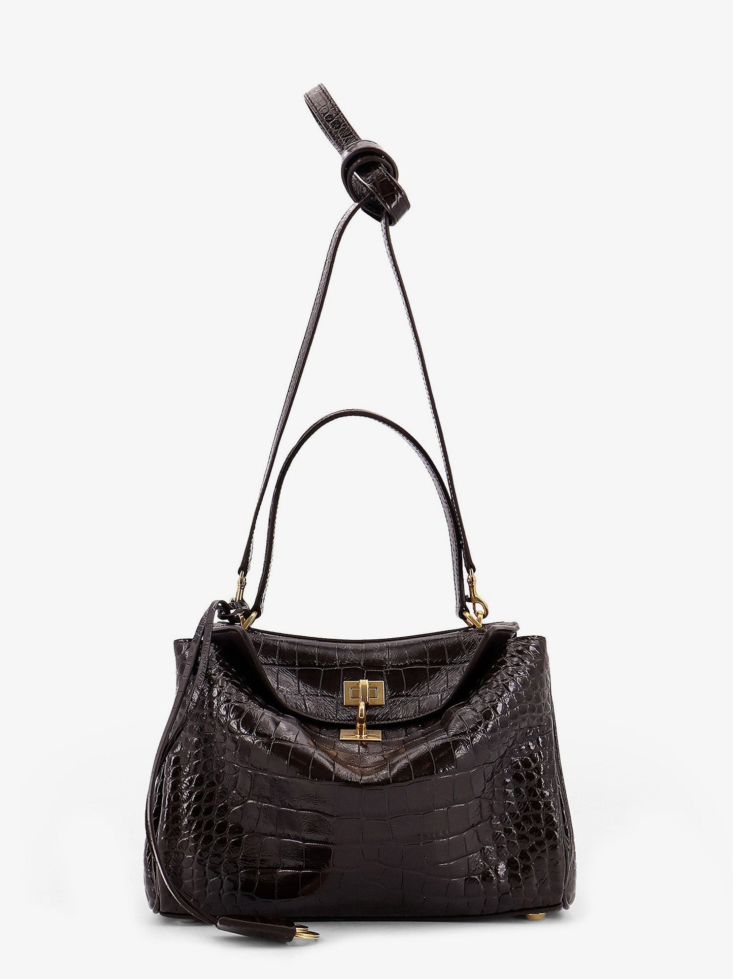 Balenciaga Rodeo leather shoulder bag with croco effect
