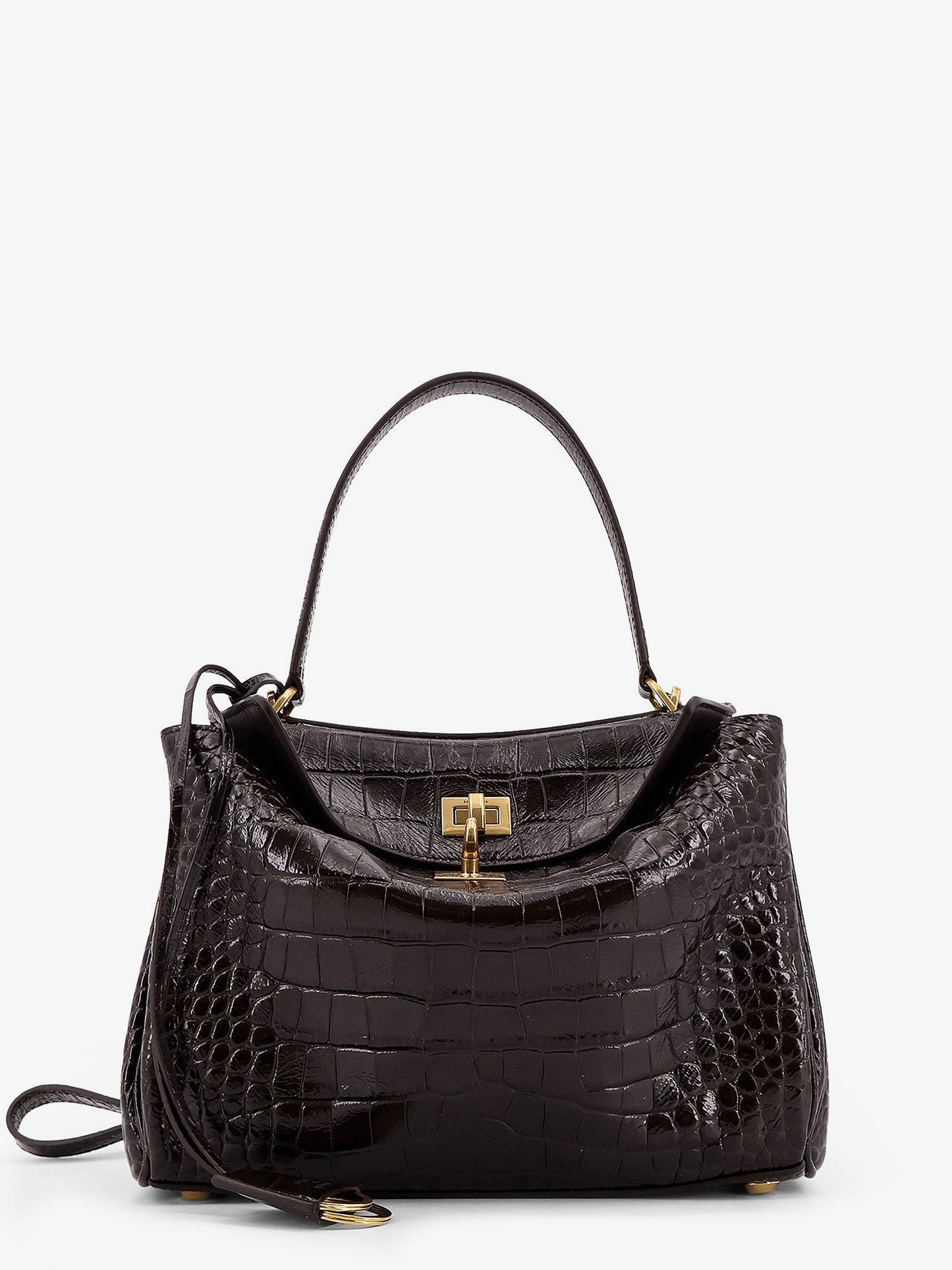 Balenciaga Rodeo leather shoulder bag with croco effect