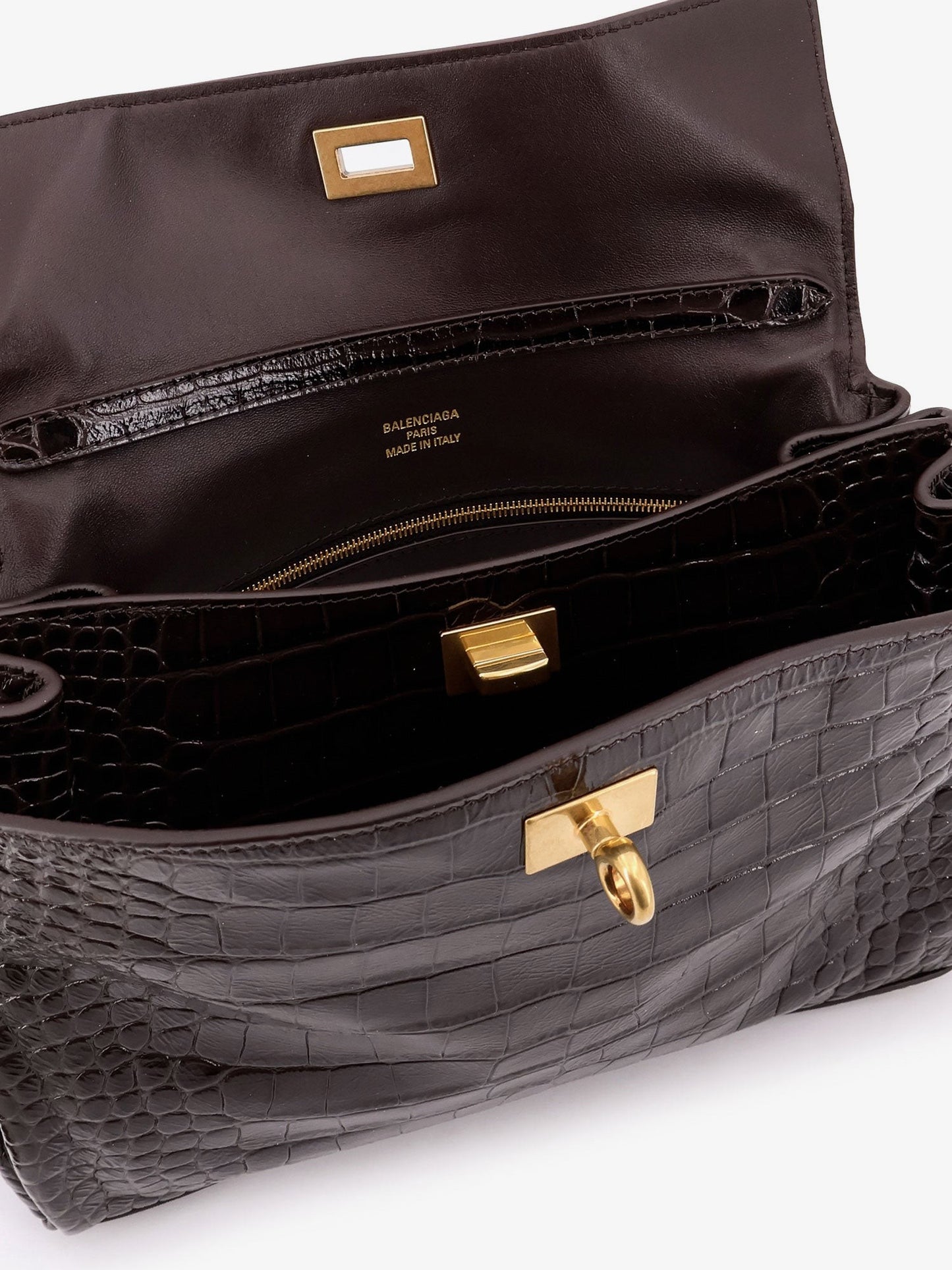 Balenciaga Rodeo leather shoulder bag with croco effect