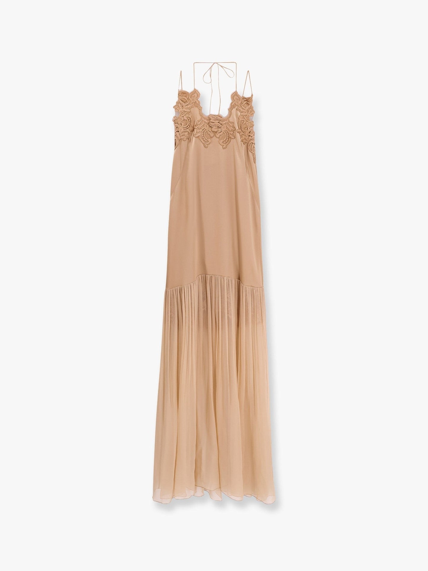 alberta ferretti Satin long dress with silk skirt
