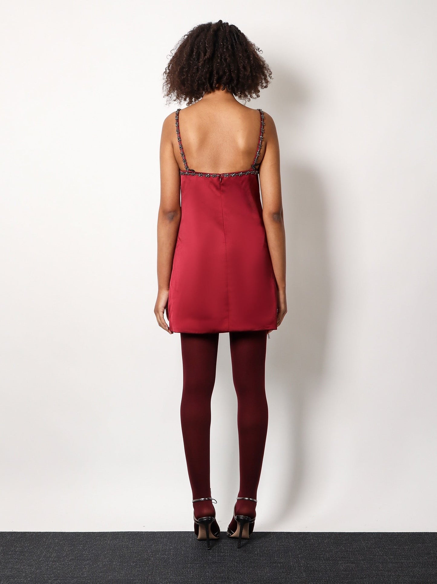SELF PORTRAIT Satin mini dress with jewel details