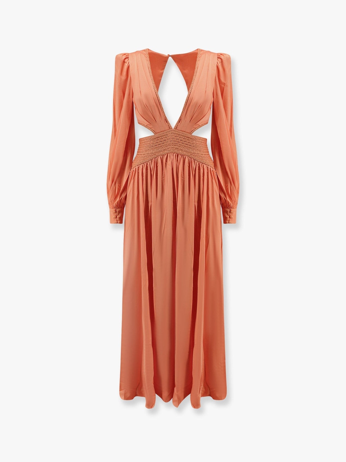 PATBO Satin sunset long dress with cut-out details
