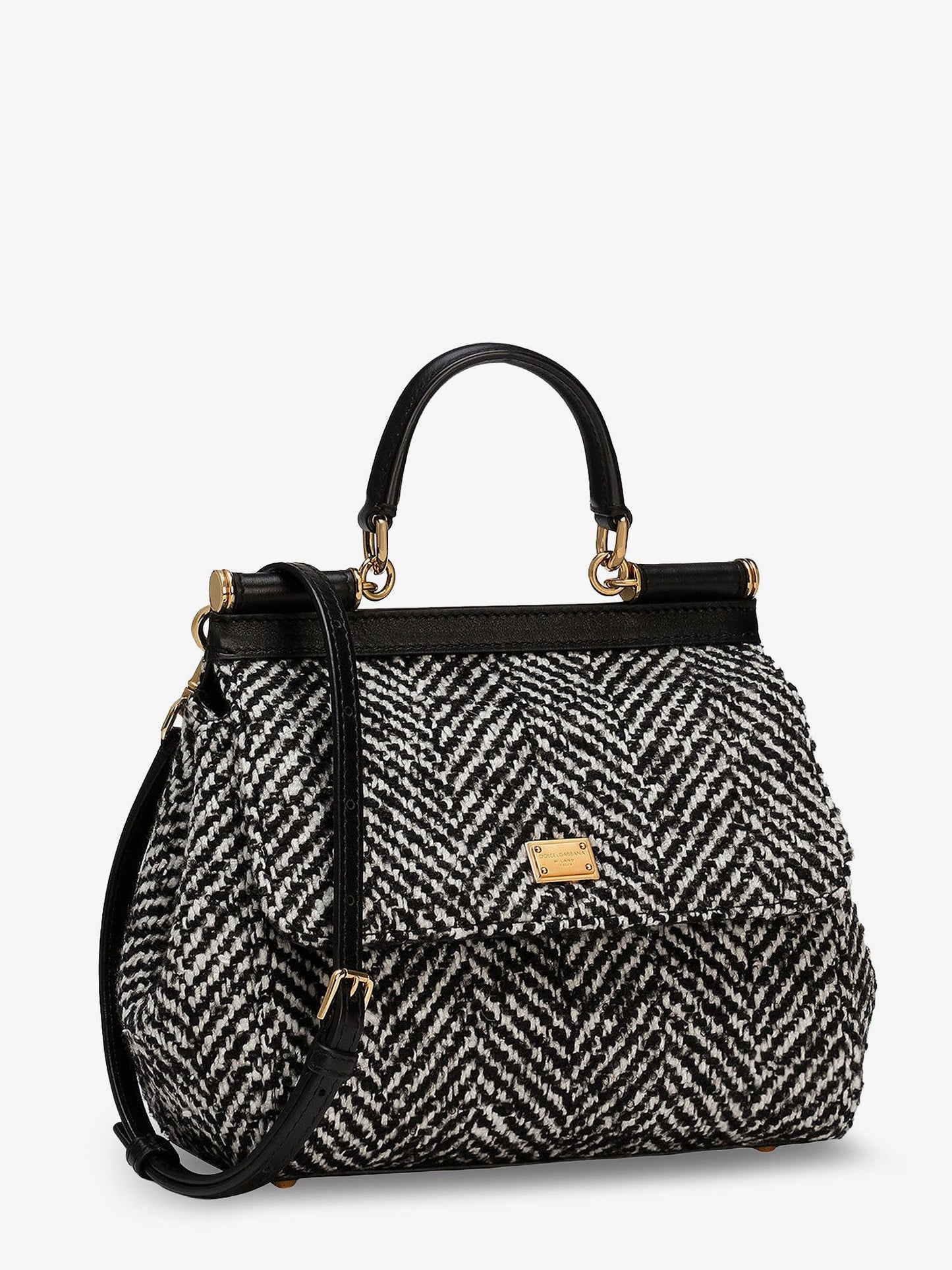 Dolce & Gabbana Sicily Medium chevron fabric shoulder bag