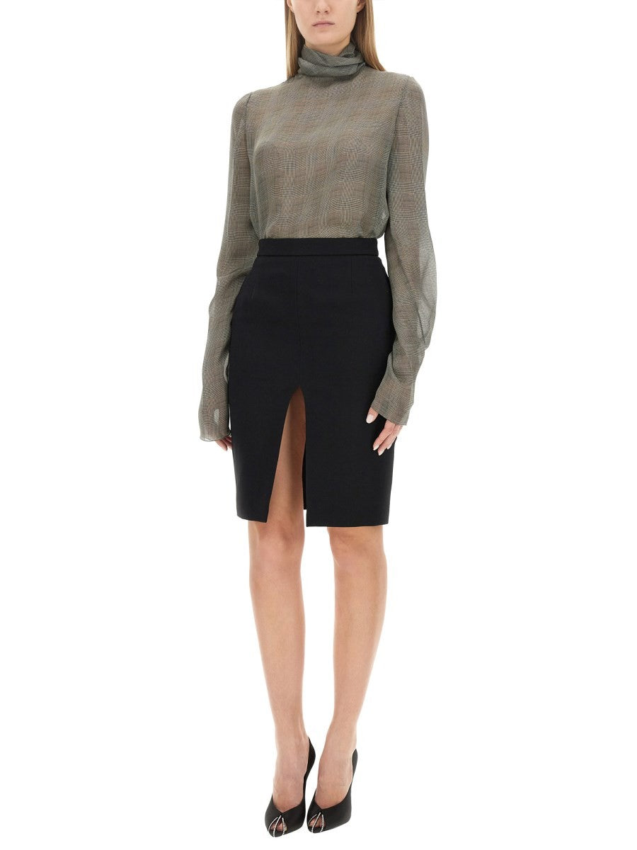 Saint Laurent SILK CHARMEUSE TURTLENECK BLOUSE