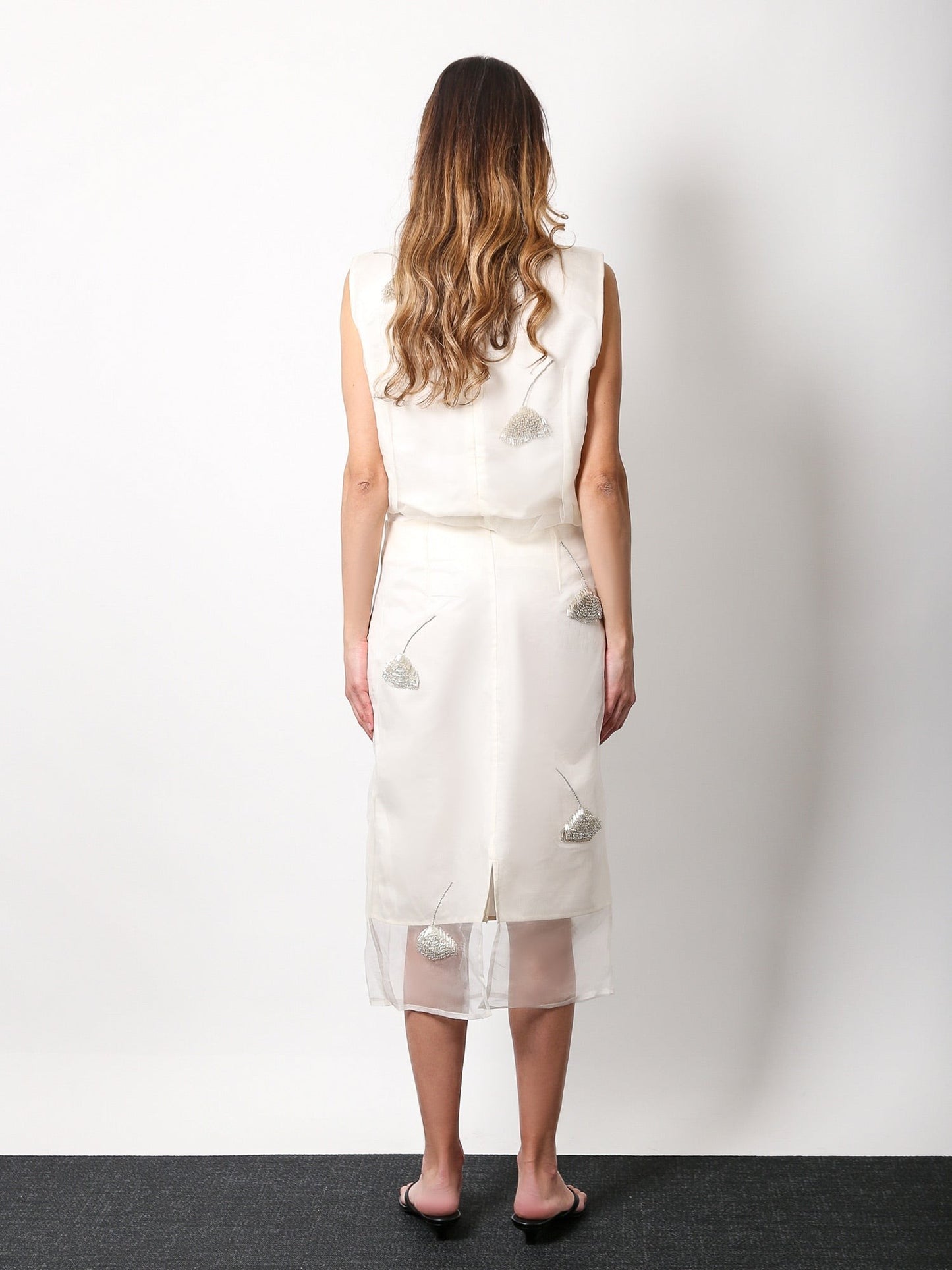 ROHE Silk skirt with jewel details