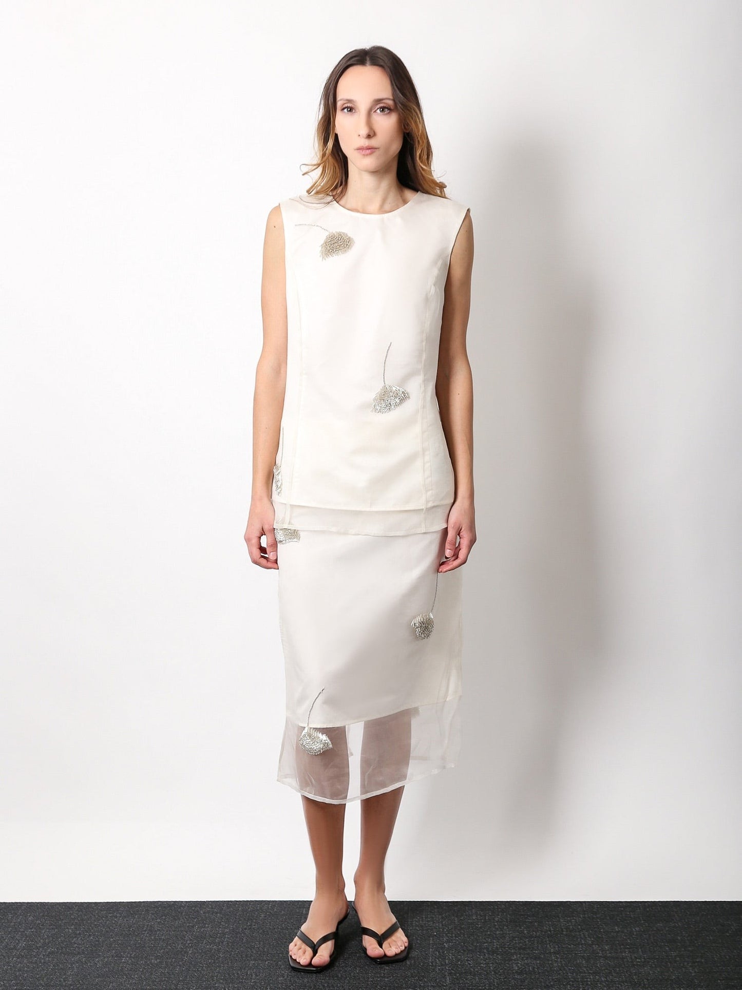 ROHE Silk skirt with jewel details
