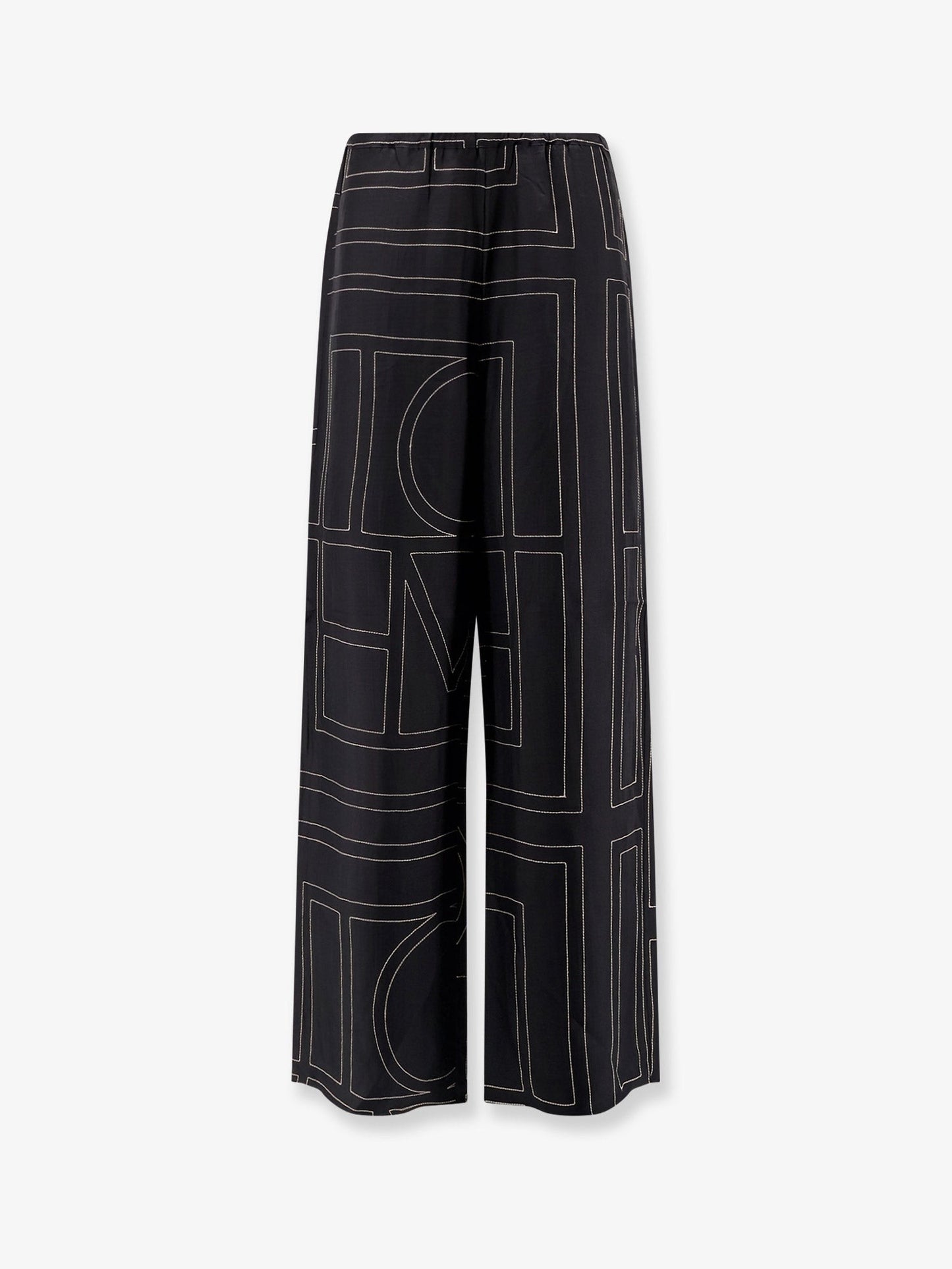 TOTEME Silk trousers with monogram logo embroidery