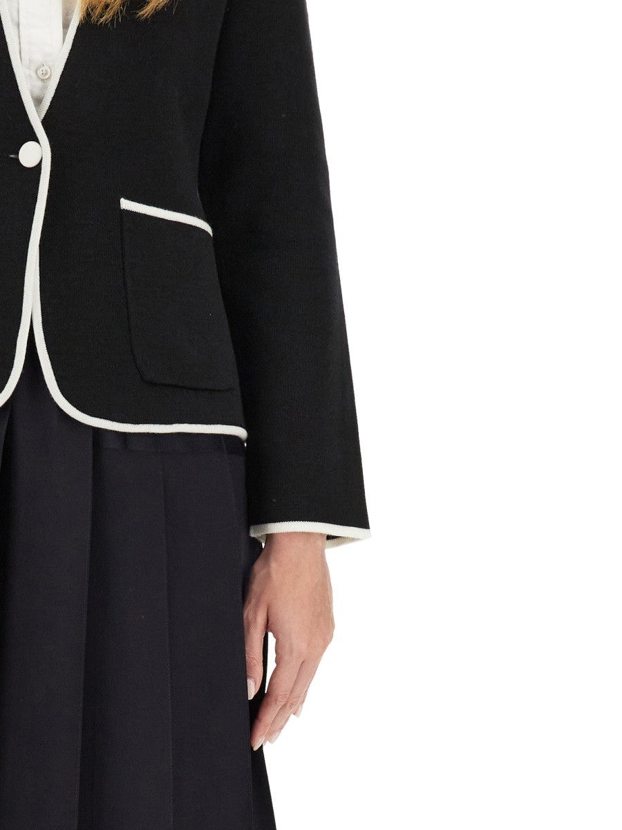 THOM BROWNE SINGLE-BREASTED COLLARLESS JACKET