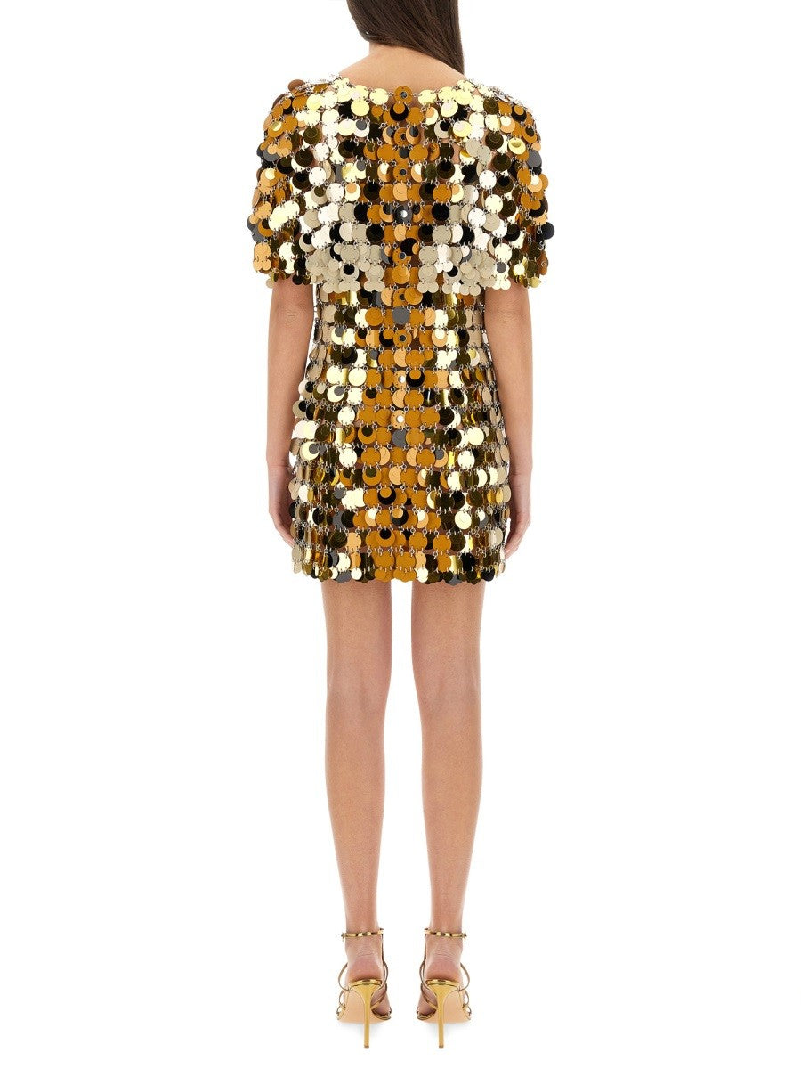 RABANNE "SPARKLE DISCS" MINI DRESS