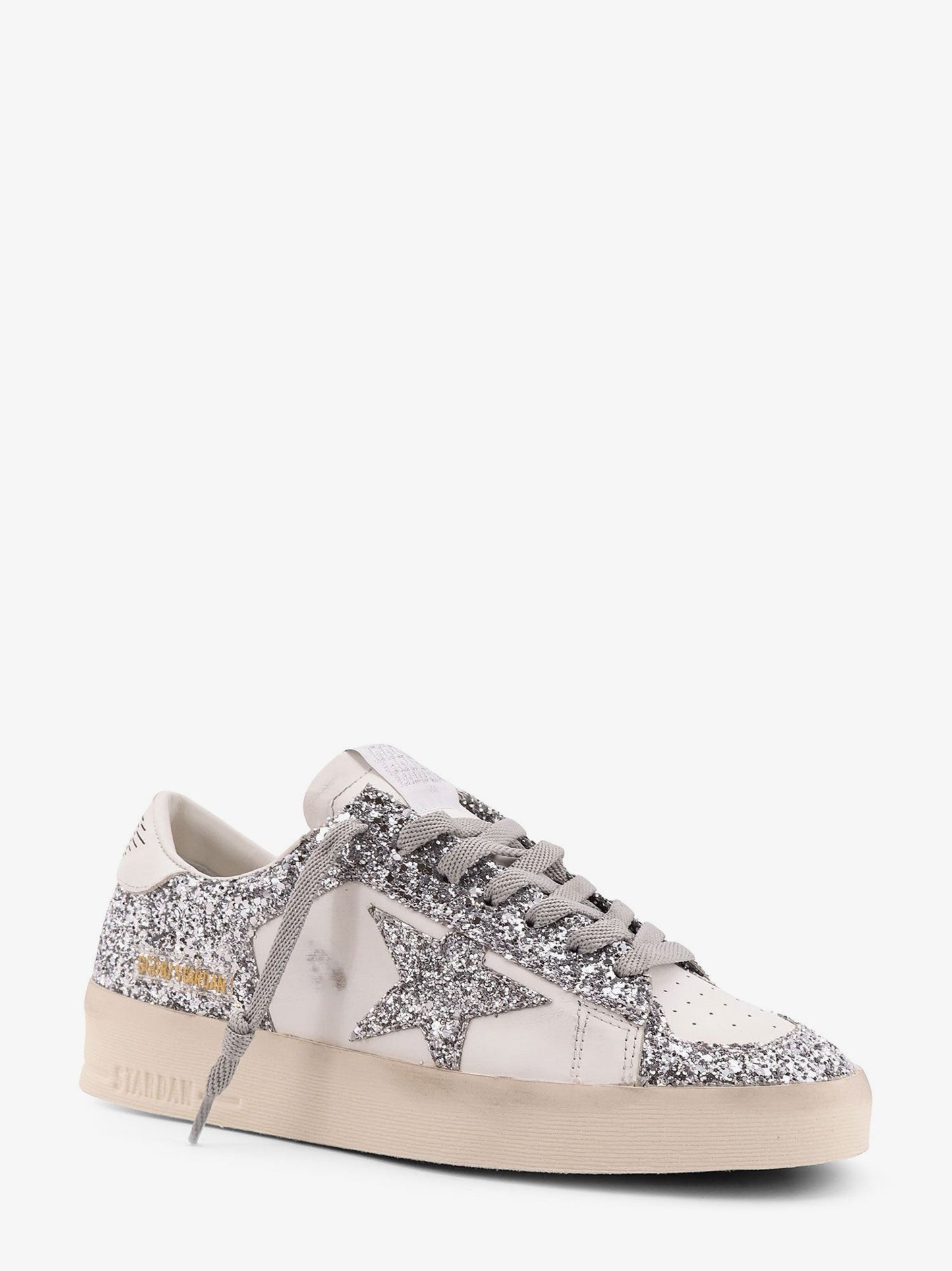 Golden Goose Deluxe Brand Stardan low-top leather sneakers with glitter profiles
