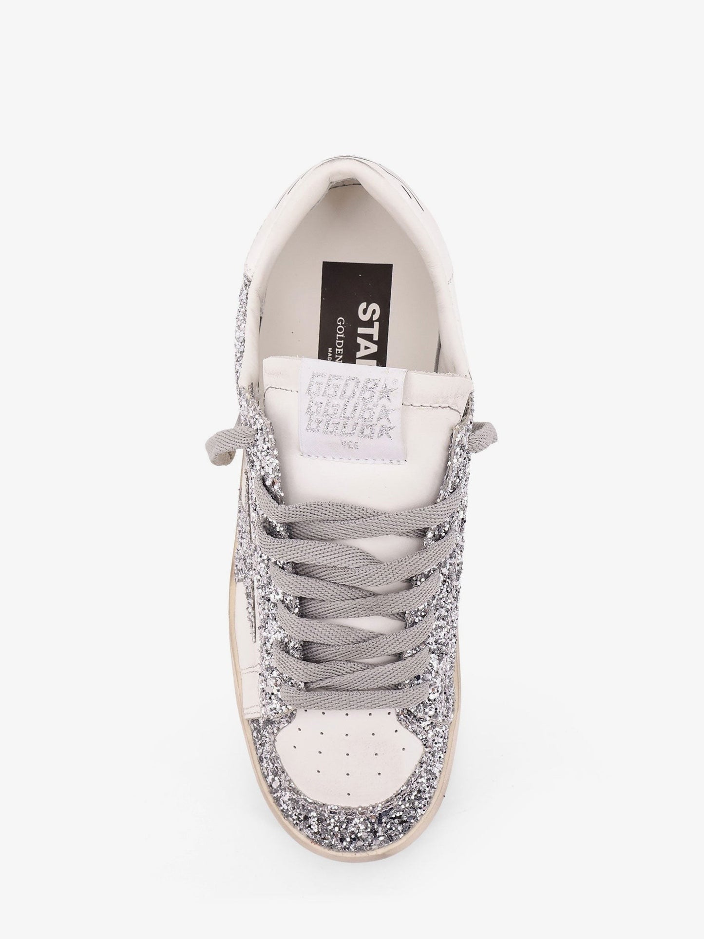 Golden Goose Deluxe Brand Stardan low-top leather sneakers with glitter profiles