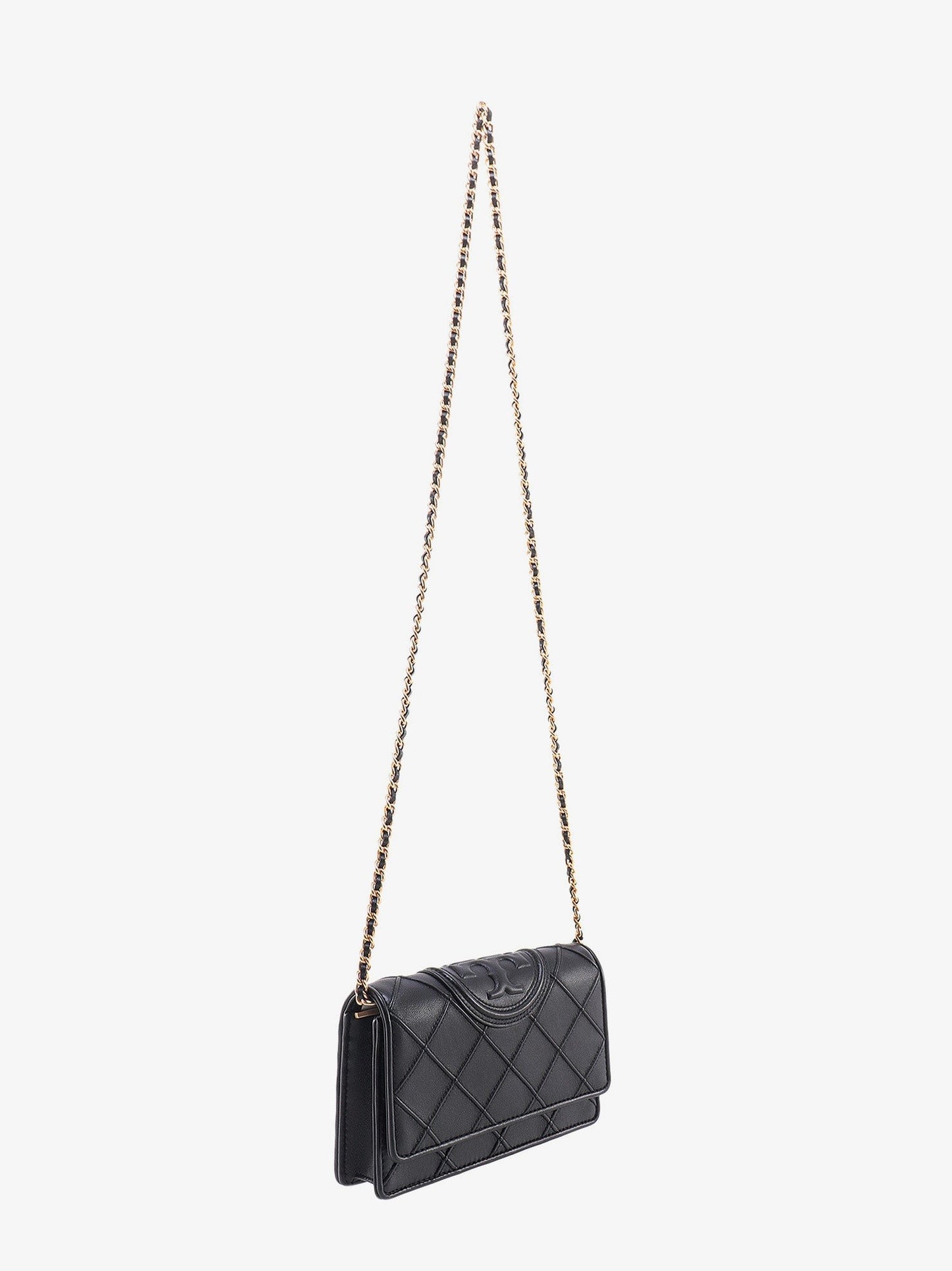 Tory Burch Stitched leather shoulder bag with embossed logo
