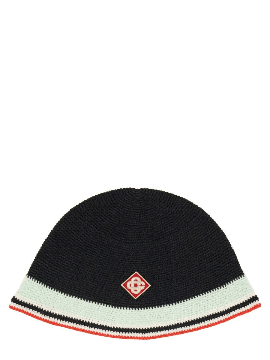 CASABLANCA CROCHET HAT WITH LOGO