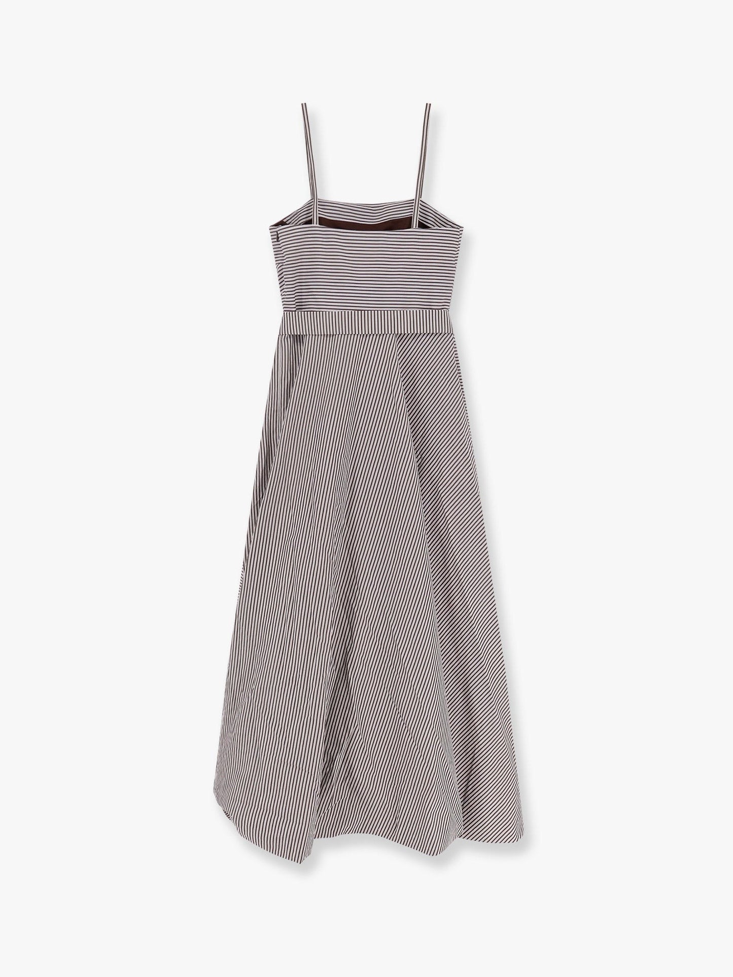 Brunello Cucinelli Striped cotton long dress with wide panel