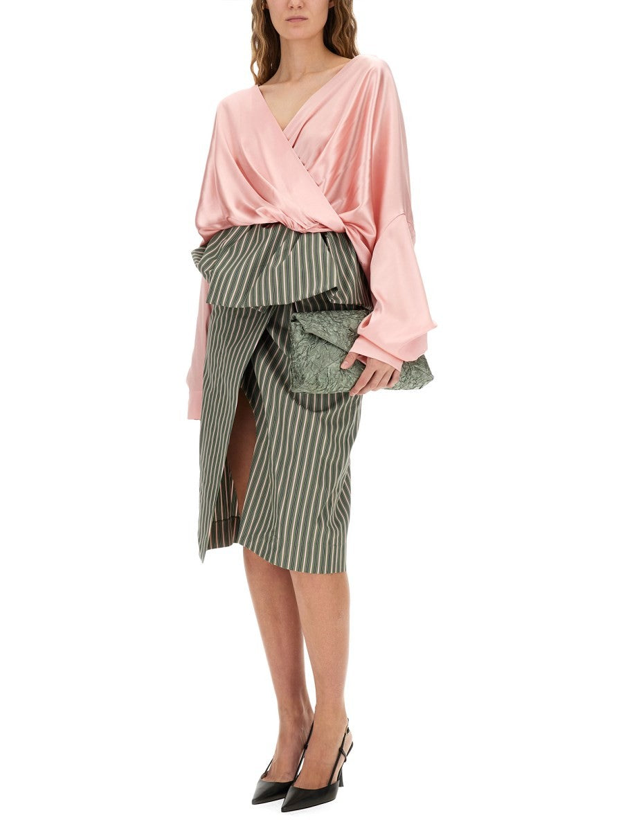 Dries Van Noten STRIPED MIDI SKIRT