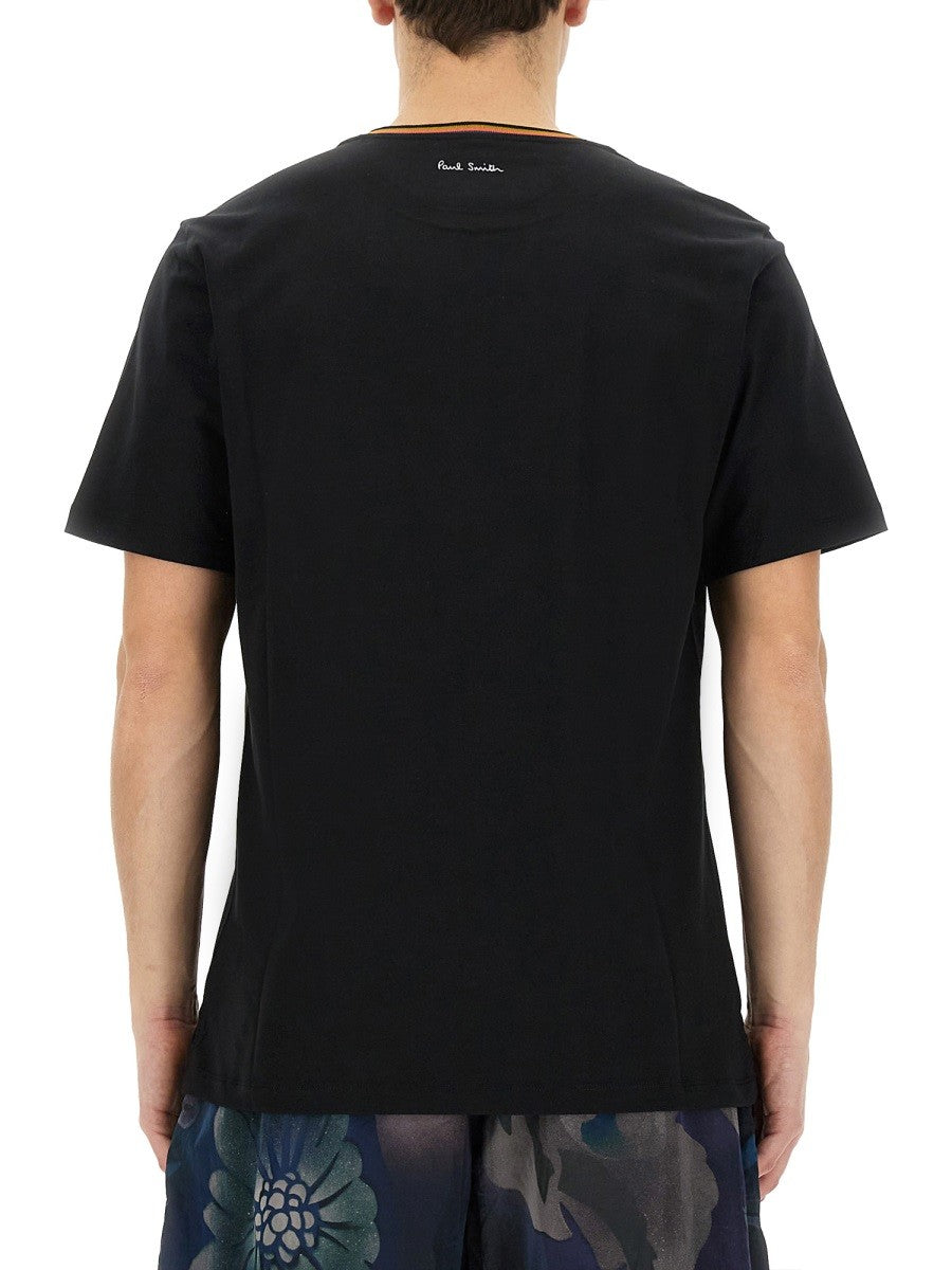 PAUL SMITH STRIPES LOGO COLLAR T-SHIRT
