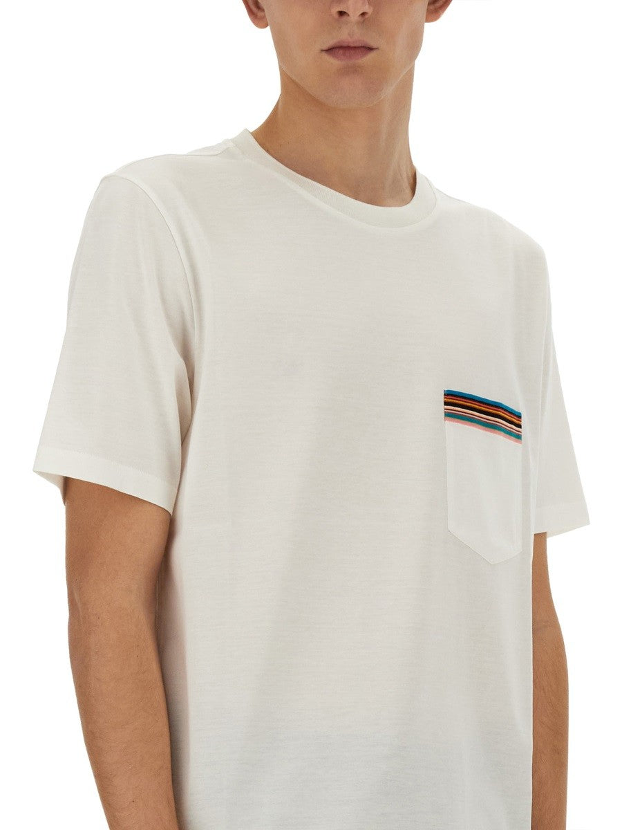 PAUL SMITH STRIPES LOGO POCKET T-SHIRT