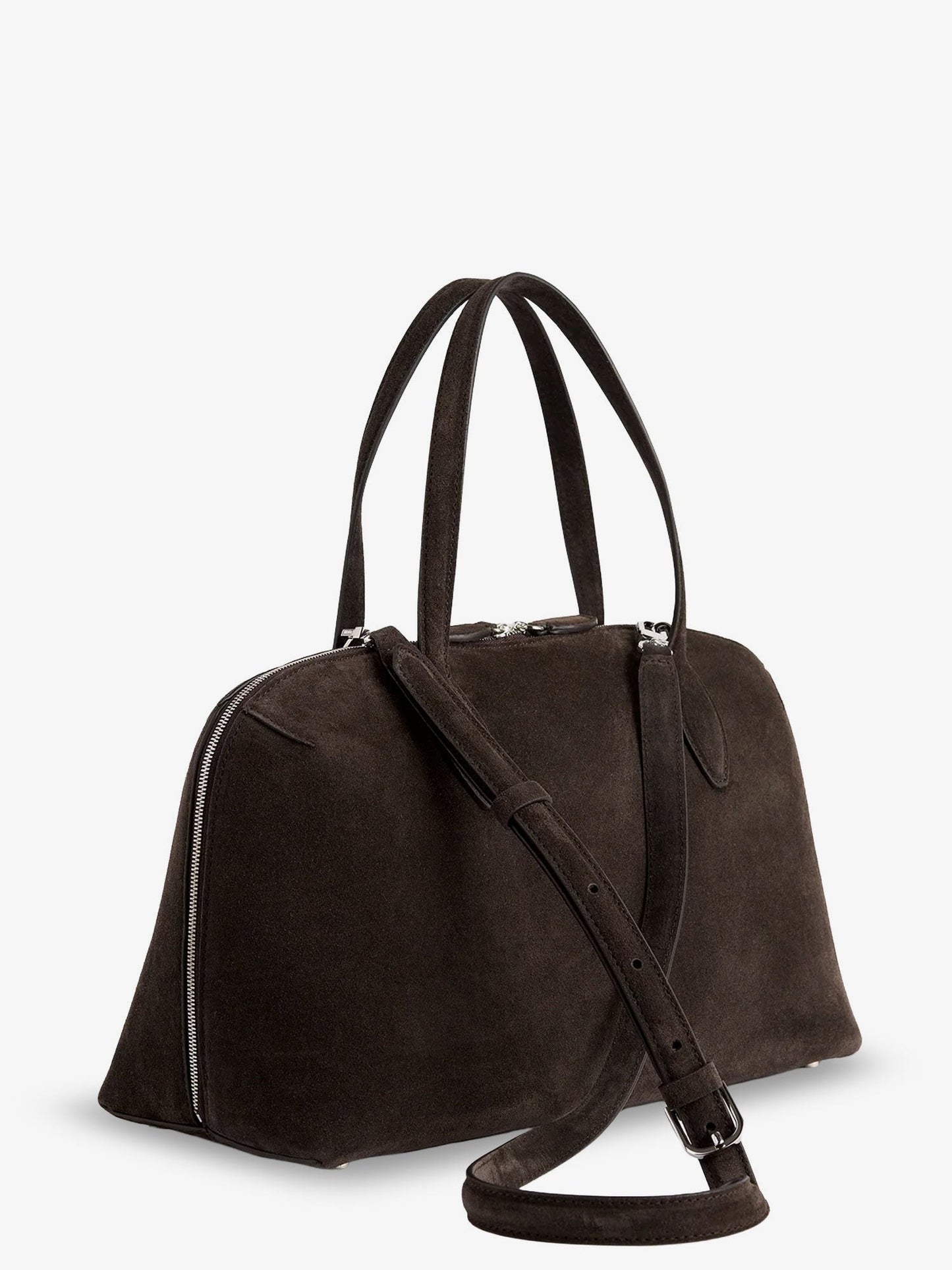 TOTEME Suede crossybody bag with lettering logo on the front