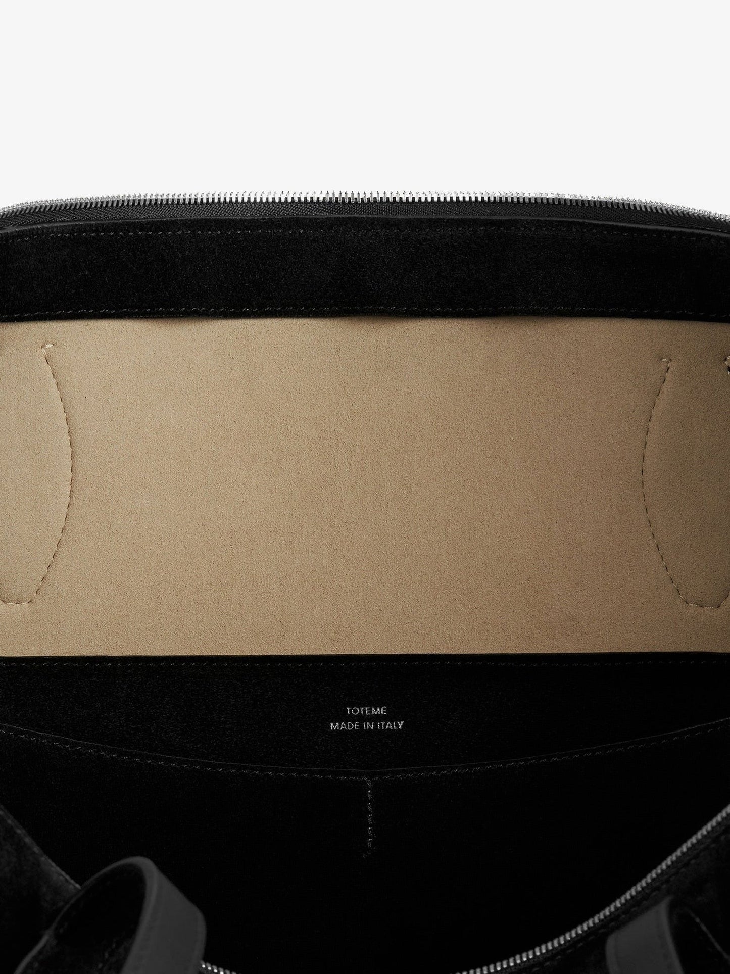 TOTEME Suede handbag with engraved logo on the front