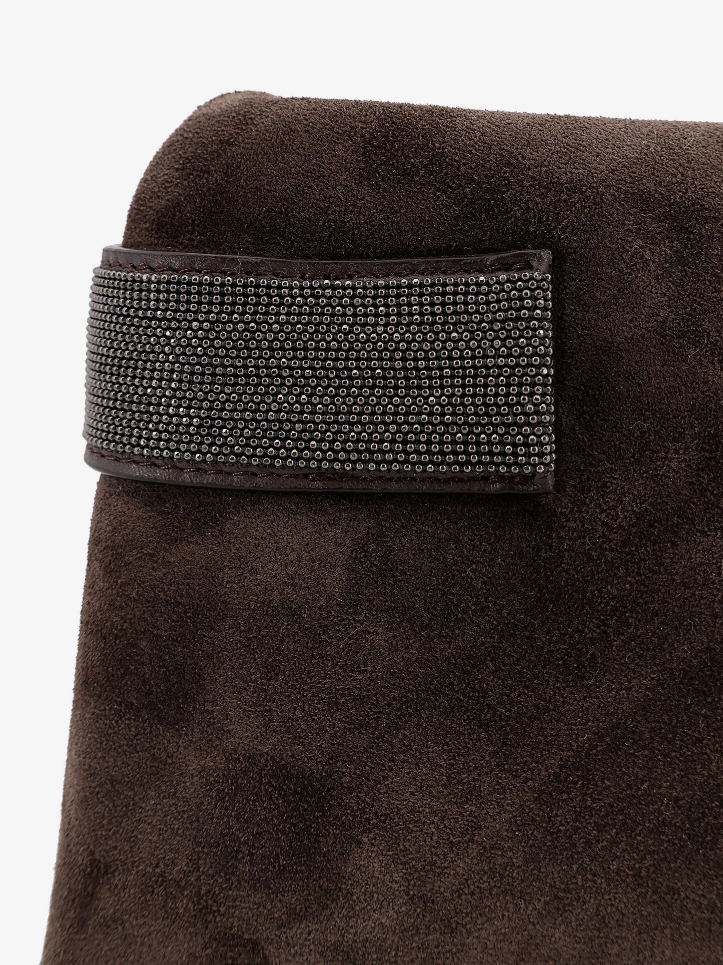 Brunello Cucinelli Suede pochette with Monili detail