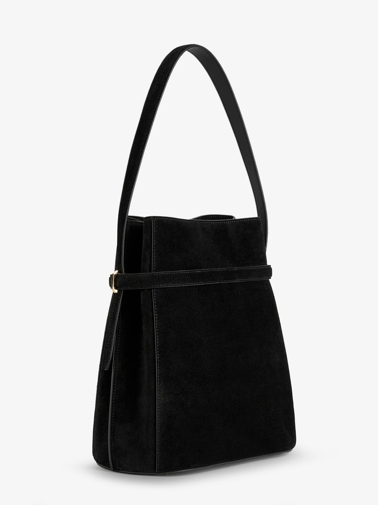TOTEME Suede shoulder bag with metal detail on the front