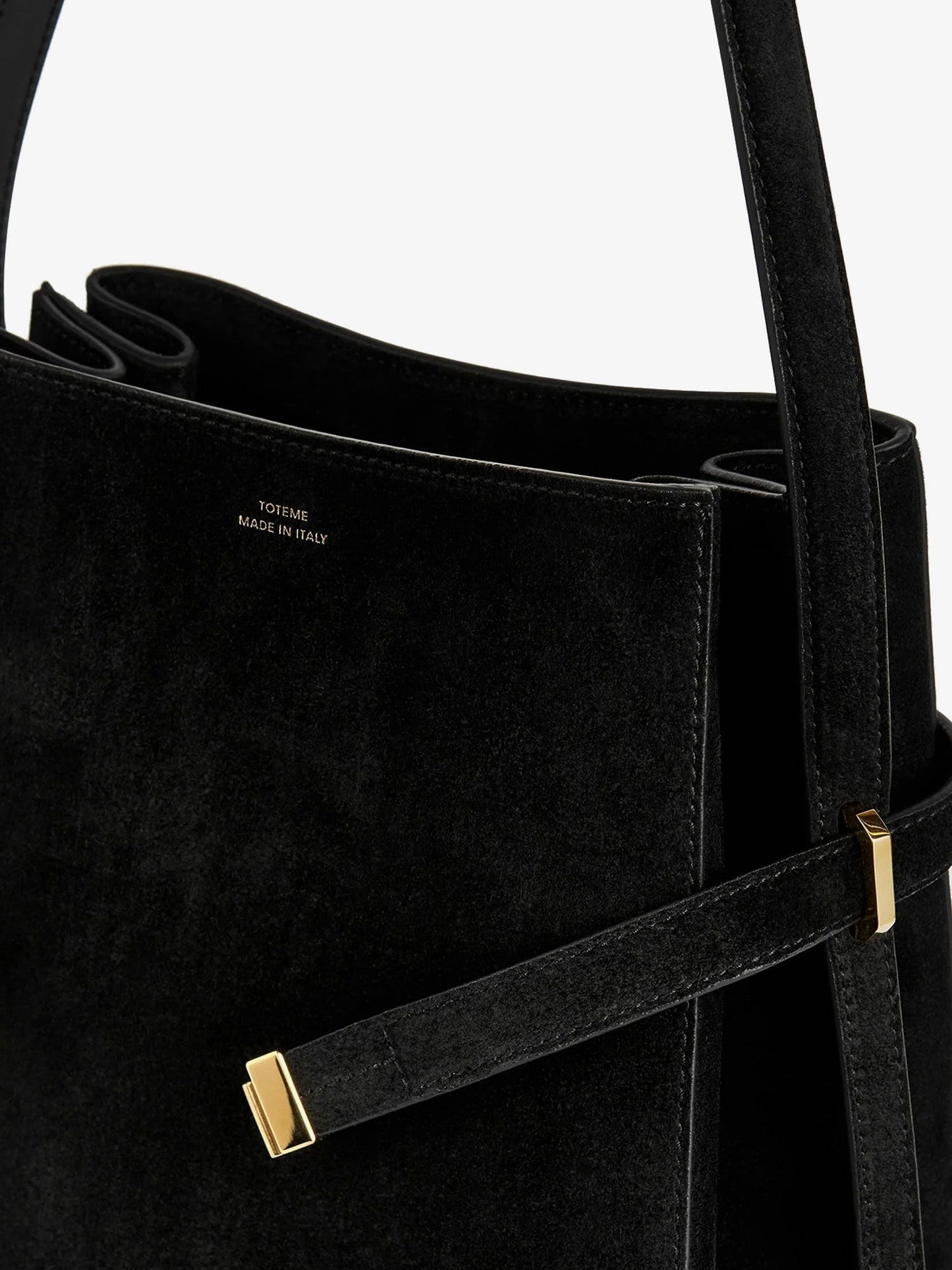 TOTEME Suede shoulder bag with metal detail on the front