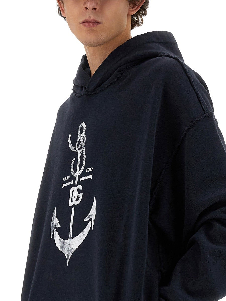 Dolce & Gabbana SWEATSHIRT WITH NAVY PRINT