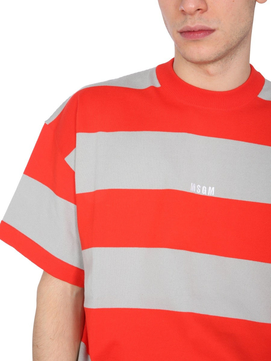 msgm T-SHIRT WITH EMBROIDERED LOGO