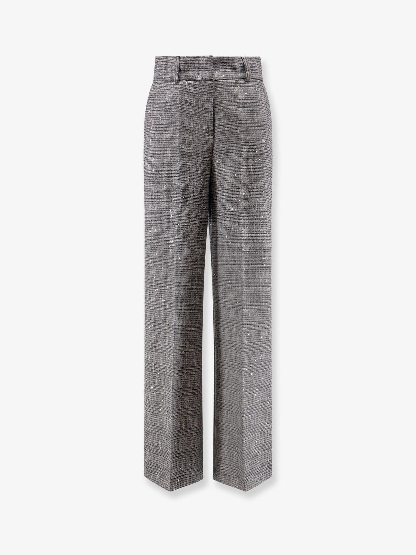Actualee Tartan trousers with lurex and sequin trim