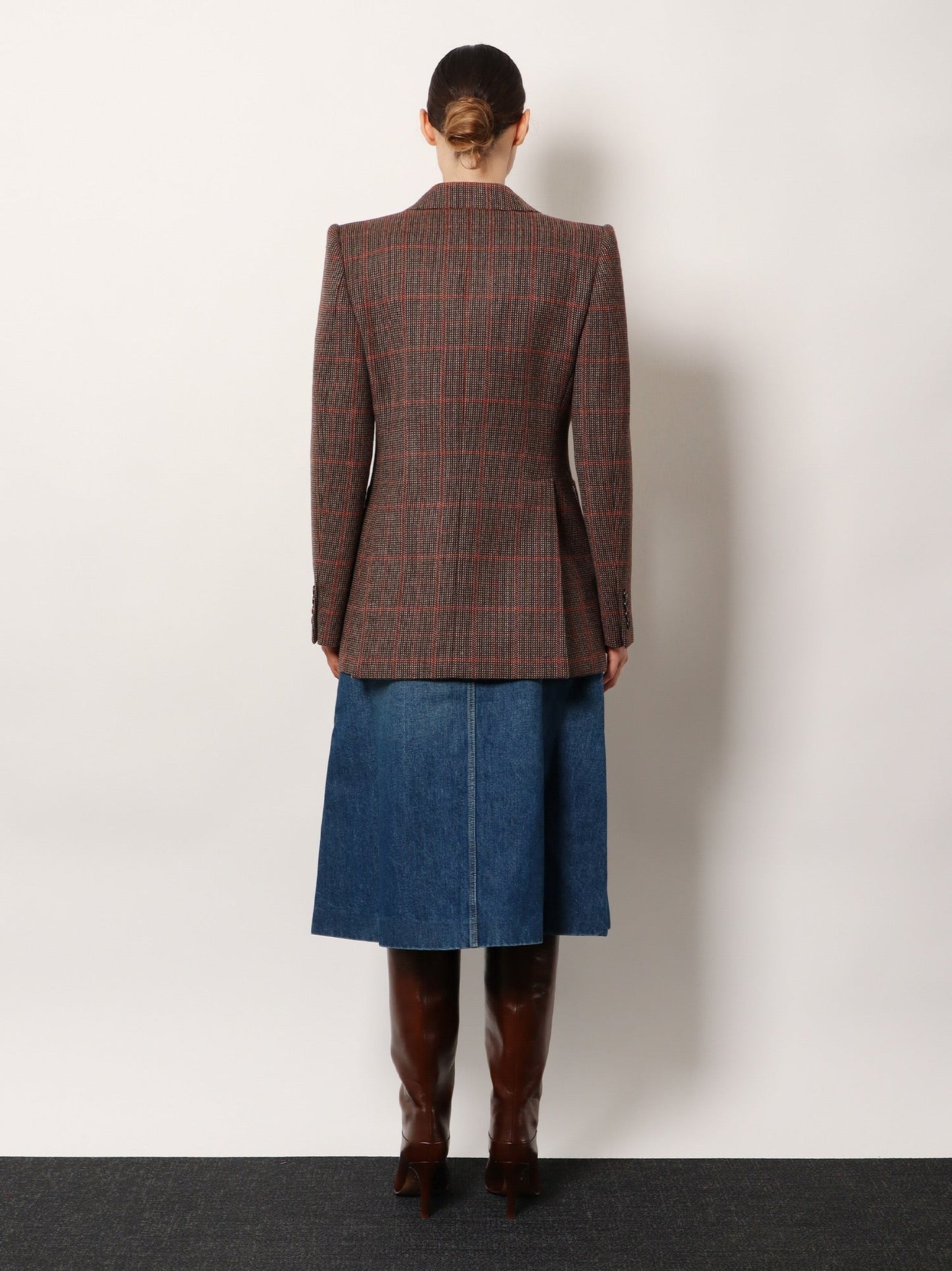 CHLOE' Tartan wool blazer with shoulder pads